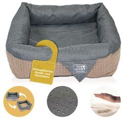 DEAR DARLING DD-06 Luxus Hundebett Braun Anthrazit Gr. L 80x80cm Memoryschaum Matratze