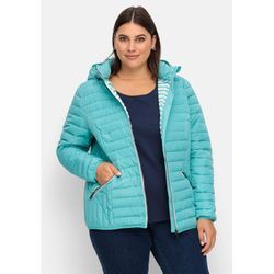 Leichte Steppjacke mit abnehmbarer Kapuze, aqua, Gr.60