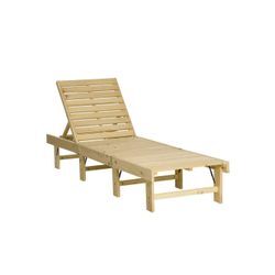 Outsunny Gartenliege 4-Stufen Sonnenliege klappbar verstellbar Kiefernholz Natur, Liegestuhl, 1 St., Gartenmöbel, Naturholz 195L x 59B x 30H cm, beige