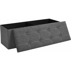 Songmics - Sitzbank mit Stauraum, Sitztruhe, Sitzhocker, faltbar, 110 x 38 x 38 cm, Bezug aus Leinenimitat, für Schlafzimmer, Flur, Wohnzimmer,