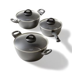 STONELINE® CERAMIC Kochgeschirr-Set, 6-tlg. mit Glasdeckeln, Antihaftbeschichtung, Induktion geeignet