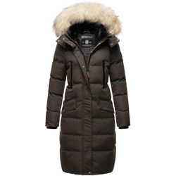 MARIKOO Damen langer Winterjacke Stepp Parka mit abnehmbarer Kapuze Schneesternchen