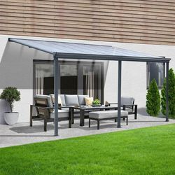 Terrassenüberdachung solis Farbe: Grau, Größe: 557 x 303 x 226 / 278 cm Terrassendach Pergola Überdachung Terrassenüberdachung - Home Deluxe