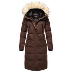 MARIKOO Damen langer Winterjacke Stepp Parka mit abnehmbarer Kapuze Schneesternchen