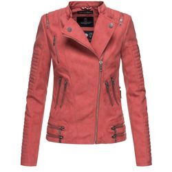 MARIKOO Damen Designer Übergangs Bikerjacke Kunstlederjacke Akikoo