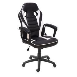 Bürostuhl MCW-F59, Schreibtischstuhl Drehstuhl Racing-Chair Gaming-Chair, Kunstleder ~ schwarz/weiß