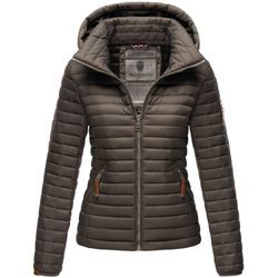 MARIKOO Damen Stylische Steppjacke Übergangsjacke mit abnehmbarer Kapuze Löwenbaby