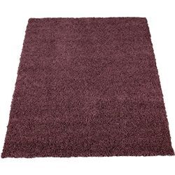 Paco Home - Hochflor Teppich Wohnzimmer Shaggy Langflor Modern Einfarbig Lila Violett 120x170 cm