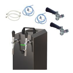 Komplett Set - Zapfanlage, Bierzapfanlage STREAM 50K mit Luftpumpe Bierkoffer, Durchlaufkühler 2-leitig Trockenkühler, bis zu 55 L/h, Zapfkopf:5 Liter Adapter,Zapfkopf 2:5 Liter Adapter