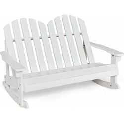 GOPLUS 2-Sitzer Adirondack Schaukelbank, Kinder Sitzbank mit Rückenlehne & Armlehnen, Terrassenmöbel mit Schaukelfunktion für Garten Balkon,