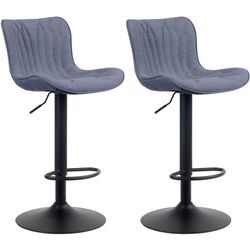 CLP 2er Set Barhocker Linus - Höhenverstellbare Barstühle - 360° Drehstühle Mit Rückenlehne Für Küche Und Bistro