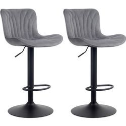 CLP 2er Set Barhocker Linus - Höhenverstellbare Barstühle - 360° Drehstühle Mit Rückenlehne Für Küche Und Bistro