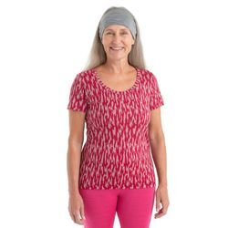 Icebreaker Merino 150 Tech Lite II T-Shirt mit U-Ausschnitt Glacial Flow - Frau - Crystal/electron Pink - Größe L