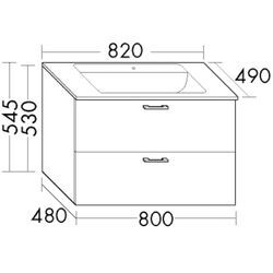 Burgbad Glas Waschtisch-Set Sys30 PG2 Echo Eiche Dekor Flanelle/Weiß, SEXS082F2238A0070 SEXS082F2238A0070