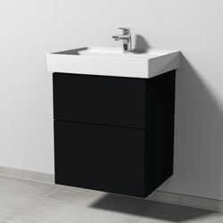 Sanipa 3way Waschtischunterbau zu Villeroy & Boch Collaro Waschtisch mit 2 Auszügen, Schwarz-Matt SF83308