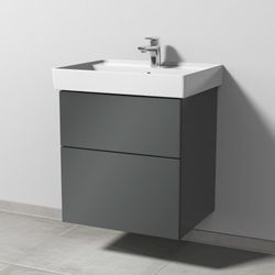 Sanipa 3way Waschtischunterbau zu Villeroy & Boch Collaro Waschtisch mit 2 Auszügen, Anthrazit-Glanz SF83479