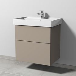 Sanipa 3way Waschtischunterbau zu Villeroy & Boch Collaro Waschtisch mit 2 Auszügen, Sandgrau-Matt SF83567