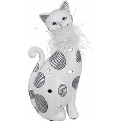 Signes Grimalt - Katzenfigur Figuren Abbildung Katzen weiß 23x6x11cm 27462 - Blanco