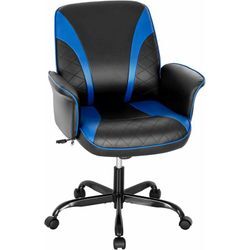 Bürostuhl höhenverstellbar, drehbar, ergonomischer Computerstuhl mit integrierten Armlehnen, bequemer Drehstuhl, PVC-Leder, , Gamer Stuhl Gamingstuhl