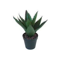 Künstliche Aloe Vera im Topf mit Steindeko Höhe 27 cm Pflanze dunkelgrün