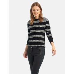 PETER HAHN Pullover Damen Baumwolle gestreift, schwarz