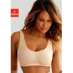 Doppelpack Bralette-BHs, hautfarben+schwarz, Gr.M