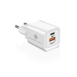 Wicked Chili 33W Dual USB-Netzteil mit 1x USB-C und 1x USB-A Steckernetzteil (USB-C Power Delvery 3.0 Schnellladegerät für Apple iPhone), weiß