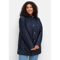 Warm wattierte Steppjacke mit Kapuze, marine, Gr.54