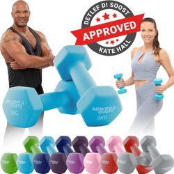 Miweba Sports Gymnastikhanteln 2er-Set NKH100, bodenschonend, 0,5-10 kg, Anti-Rutsch-Oberfläche (Türkis, 2x 3,0 Kg)