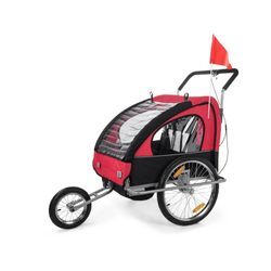 SAMAX Fahrradanhänger 2in1 Jogger - in Rot/Schwarz - Silver Frame