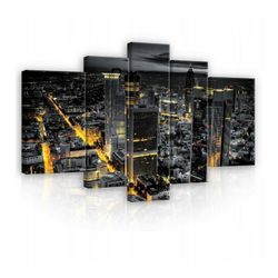 Wallarena Leinwandbild New York Stadt Schwarz Wandbild 170x100 cm Groß SET XXL Wandbilder Leinwandbilder Modern Canvas Kunstdruck Bild Auf Leinwand Bilder für Wohnzimmer Schlafzimmer, New York (Set 5 teilig), Aufhängefertig, schwarz