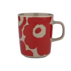 Marimekko - Oiva Unikko Becher mit Henkel, 250 ml, terra / rot