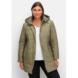 Große Größen: Warm wattierte Steppjacke mit Kapuze, khaki, Gr.44