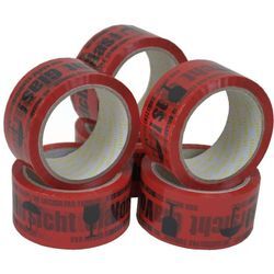 Midori - 72 Rollen Packband Klebeband Vorsicht Glas Rot Paketband 48 mm x 66 m