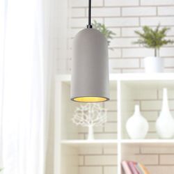 Pendelleuchte, E27, Lampe Für Wohnzimmer Esszimmer Küche, Höhenverstellbar Beton-Grau, ohne Leuchtmittel - Paco Home