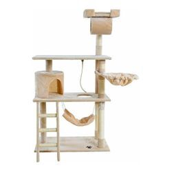 Kratzbaum Katzenbaum Katzenkratzbaum Kletterbaum Spielbaum für Katzen 140 cm XL Beige