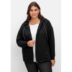 Leicht wattierte Sweatjacke mit Rautensteppung, schwarz, Gr.56/58