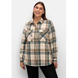 Karierte Bluse aus weich angerautem Flanell, mint gemustert, Gr.46