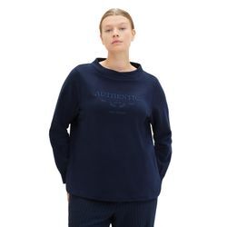 Sweatshirt mit Stehkragen und Stickerei vorn, marine, Gr.54