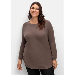 Pullover im Strukturstrick, mit Zierknöpfen seitlich, dunkeltaupe, Gr.42