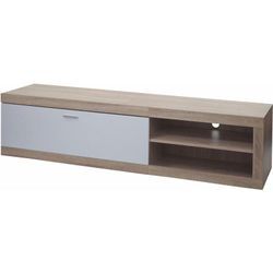 Neuwertig] TV-Rack HHG 637, TV-Board Fernsehtisch Lowboard TV-Schrank Kommode, Holz 43x180x41cm Staufach, Eiche-Optik, weiß