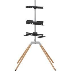 ONE FOR ALL Quadpod Universal TV Standfuß, max. 70 Zoll, Schwenkbar, Oak & Silver grey