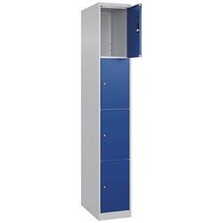 CP Schließfachschrank Classic Plus lichtgrau, enzianblau 080000-104 S10003, 4 Schließfächer 30,0 x 50,0 x 185,0 cm