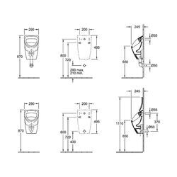 Villeroy & Boch Absaug-Urinal Compact O.novo 245x290x495mm Oval ohne Deckel, Zulauf verdeckt Weiß Alpin 75570001