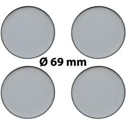 4 x Ø 69 mm Polymere Aufkleber / Chrom-Optik / Nabenkappen, Felgendeckel