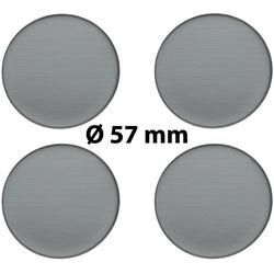 4 x Ø 57 mm Polymere Aufkleber / Metall-Optik / Nabenkappen, Felgendeckel