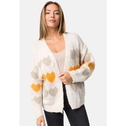 PM SELECTED Damen Warme Strickjacke Cardigan mit Herzmuster in Einheitsgröße PM66