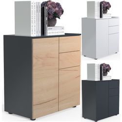 VCM Holz Kommode Sideboard Highboard Anrichte Schrank Dalosa 4 Schublade Drehtüren