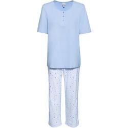 Baumwoll-Pyjama Set, Druck hellblau, 48/50