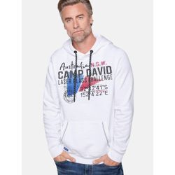 Camp David Kapuzensweatshirt Herren Baumwolle bedruckt, weiß